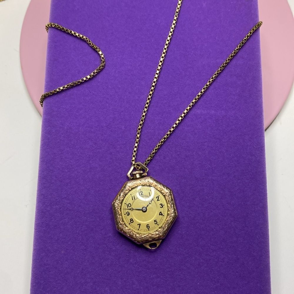 💛 Antique 10k Gold Filled Watch Necklace